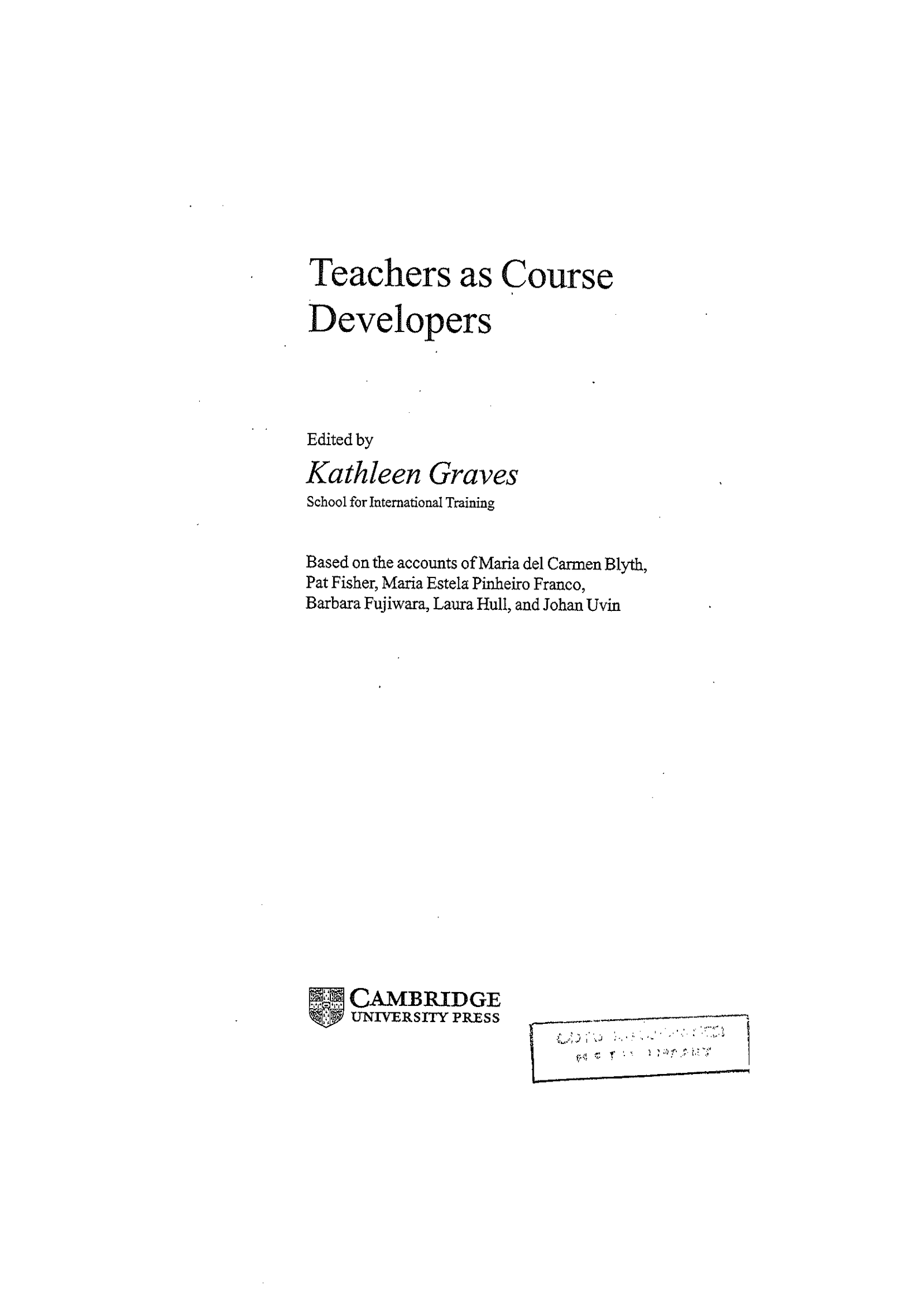 Teachers as Course Developers